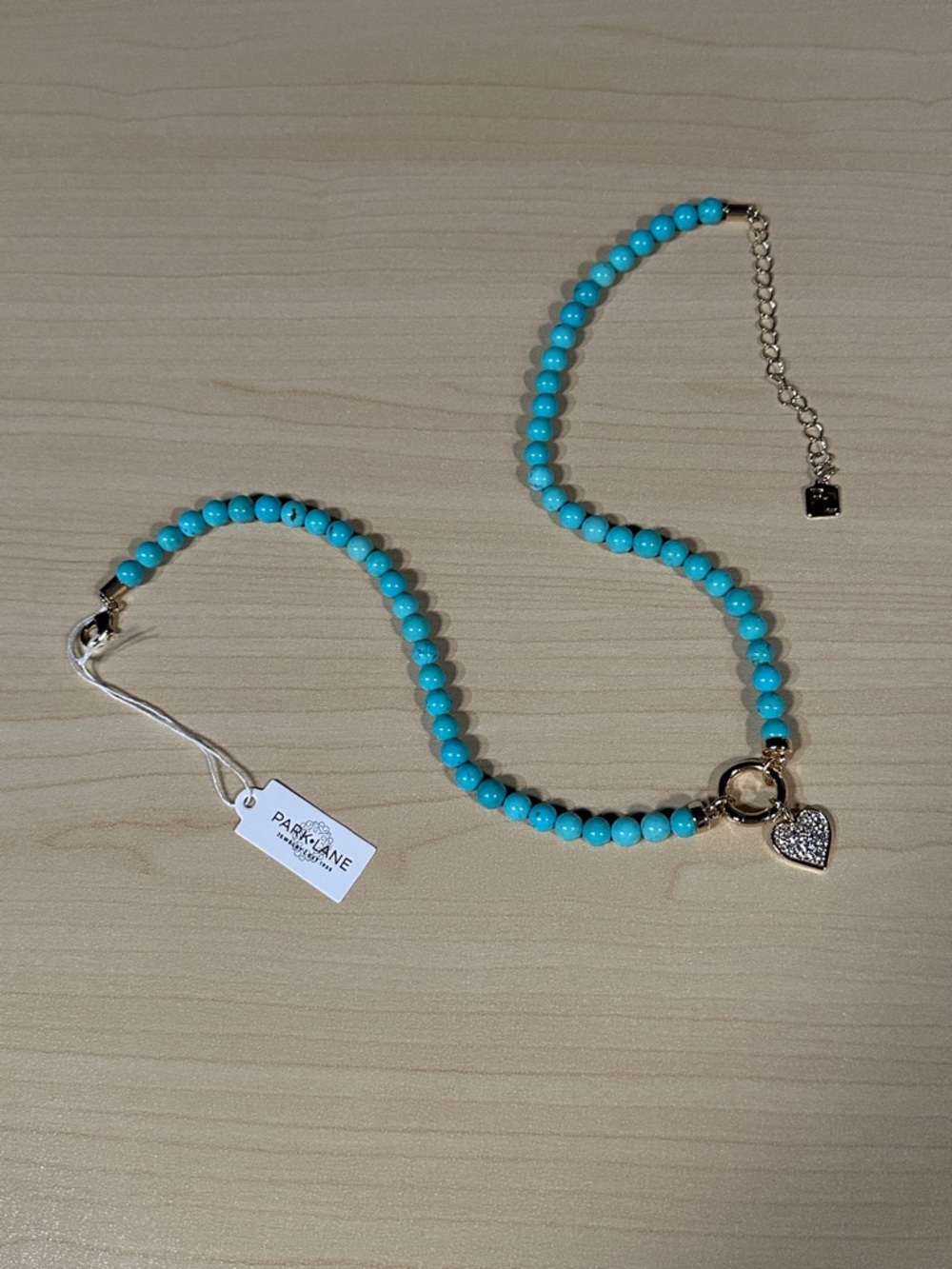 Park Lane Santorini Turquoise Beaded Necklace with Gold Heart Charm